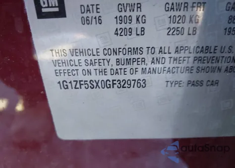 2016 Chevrolet Malibu 2Lt z USA, uszkodzony, nr VIN 1G1ZF5SX0GF329763